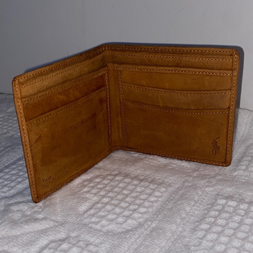 Polo by Ralph Lauren Brown Leather Wallet Card Holder Billfold vintage